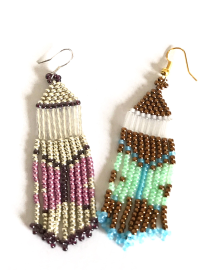 Seed Bead Butterfly Fringe Earrings