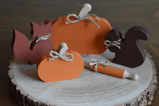 Autumn Tiered Tray Bundle, Fall Decor, Painted Woodland Animals, Pumpkins, Farmhouse Rustic Shelf, Seasonal Home Decor