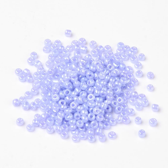 Lilac Pearl Seed Beads, 4mm, 1.5mm Hole, 6/0 Purple Ceylon Round Seed Beads Sb0205