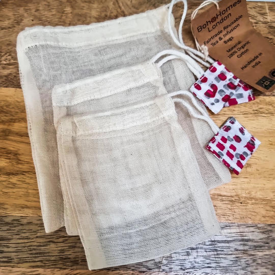 Reusable Infusion Bags, Organic Cotton Tea Bags, For Cold Infusion Loose Tea Scent Sachets Herb Infusion, Plastic & Chemical Free Set Of 3