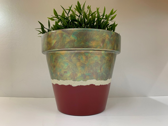 Jungle Red Large Pot, Hand Painted Pot