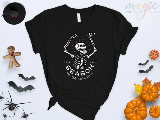 Creepy Season Shirt, Halloween Shirts, Gifts, Tee, Skeleton Cotton Shirt