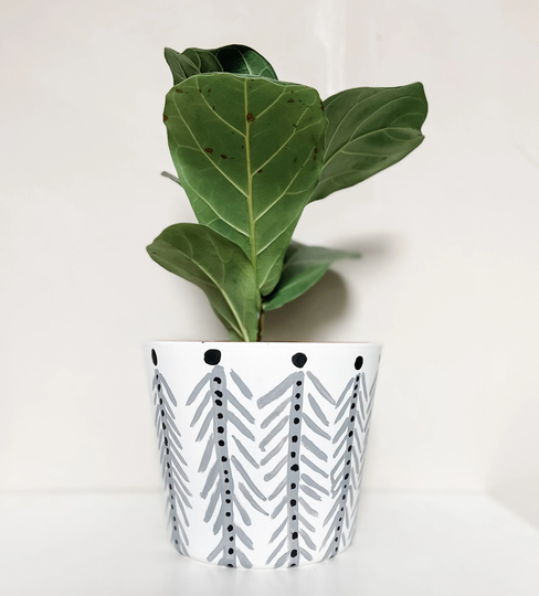 Medium Hand-Painted Boho Ceramic Planter