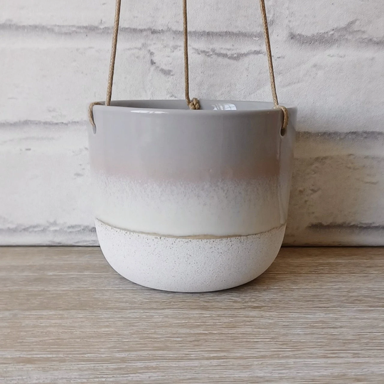 Grey Stone Effect Mojave Glaze Hanging Planters Flower Planter Holder Home Decoration Decor