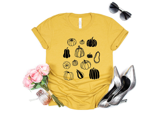 Botanical Pumpkin Shirt, Fall Thanksgiving Halloween Patch Women's Season