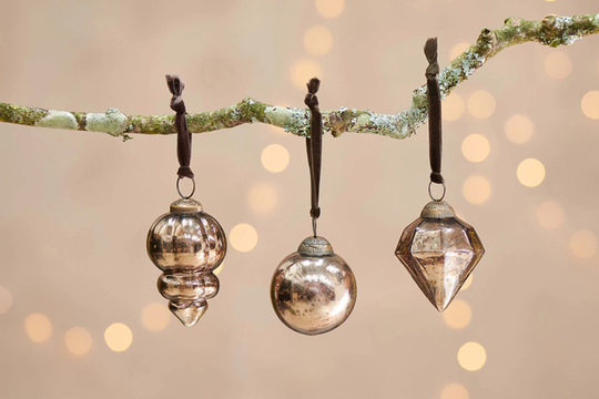 Bauble Seasonal Decor, Christmas Tree Décor, Christmas Bauble, Glass Bauble, Party Tree Decoration in Sets Of 3 - Antique Smoke
