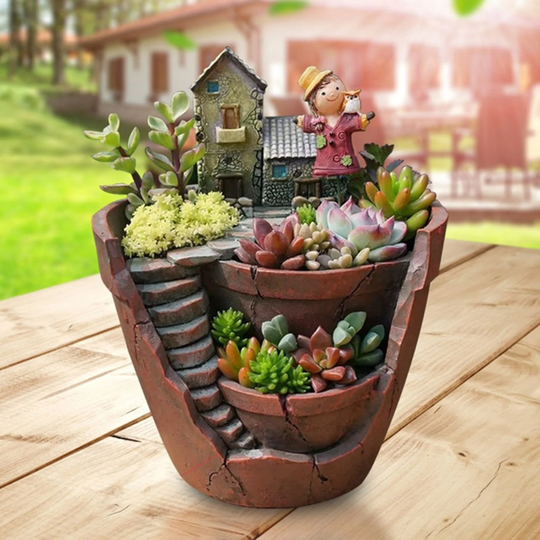 Ornament Plant Pots, Fairy Garden Planter, Creative Kawaii Mini Succulent Pot, Cute Desk Accessories, Retro Farmhouse Flower Pot