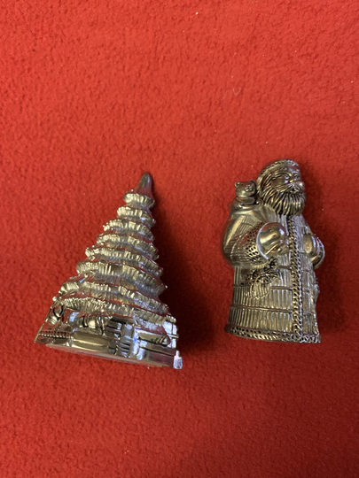 Metal Christmas Tree & St Nicholas Salt Pepper Shakers