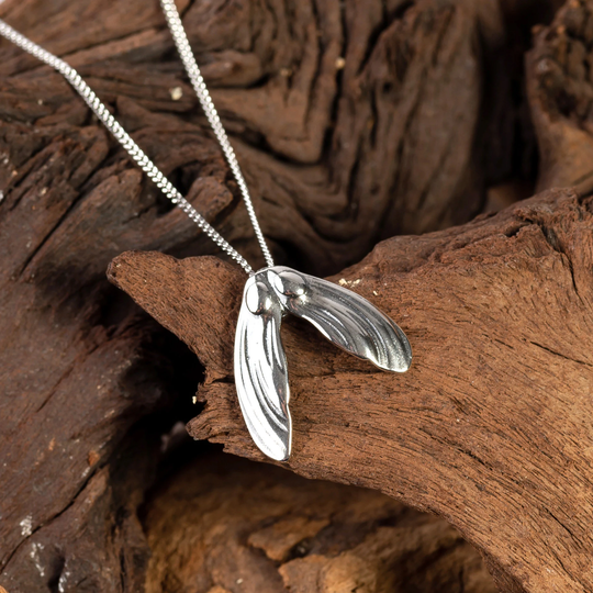 Sycamore Seed Necklace in Sterling Silver, Leaf Necklace, Woodland Jewelry, Silver Gift For Her, Bridesmaid Gift, Graduation