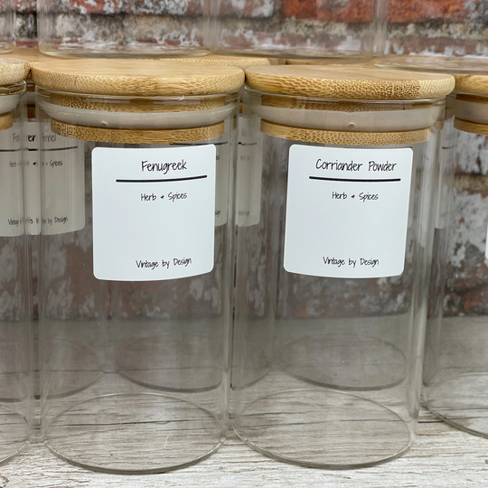 Personalised 300Ml Bamboo Glass Herb & Spice Jars