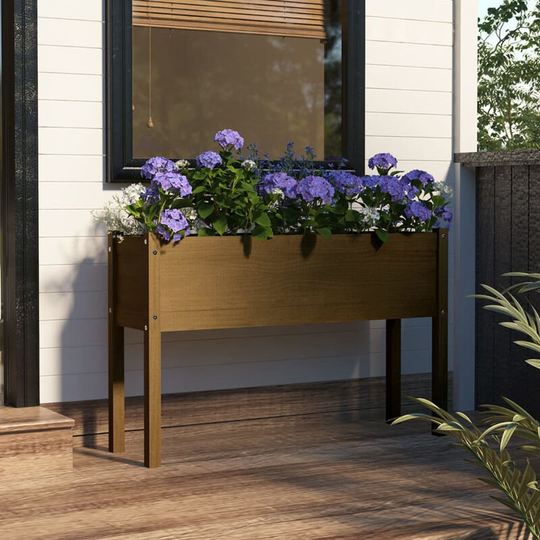 Asupermall - Garden Planter Honey Brown 110x31x70 cm Solid Pinewood