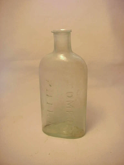 C1840S A. Comfort Philadelphia, Pa., Aqua Blown Glass Cork Top Open Pontil Medicine Bottle