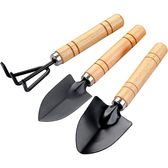 Osqi - 17CM Mini Garden Tools Set, 3 Pieces Garden Tools with Small Shovel, Gardening Rake and Spade, Ideal Gardening Tools for Seedlings, Bonsai,