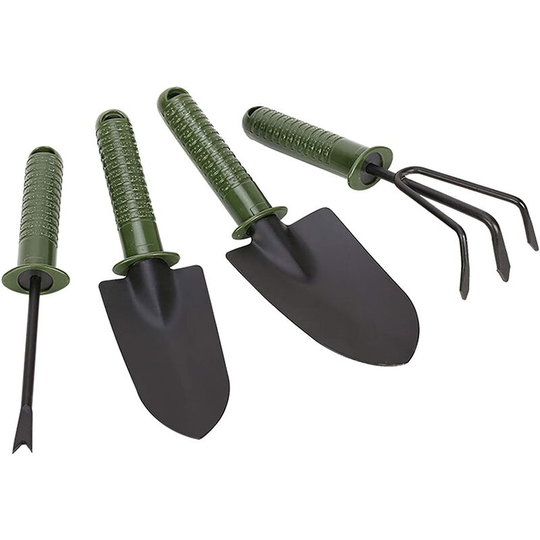 4 Pieces Gardening Tool Set Aluminum Alloy Gardening Kits Gardening Spade Cup Rake and Shovel Set for Potted Plants for Garden Plants Indoor Outdoor