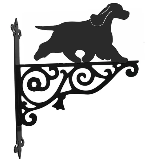 Cocker Spaniel Ornamental Hanging Bracket - Contemporary Basket Wall Mounted Decorative Garden Black