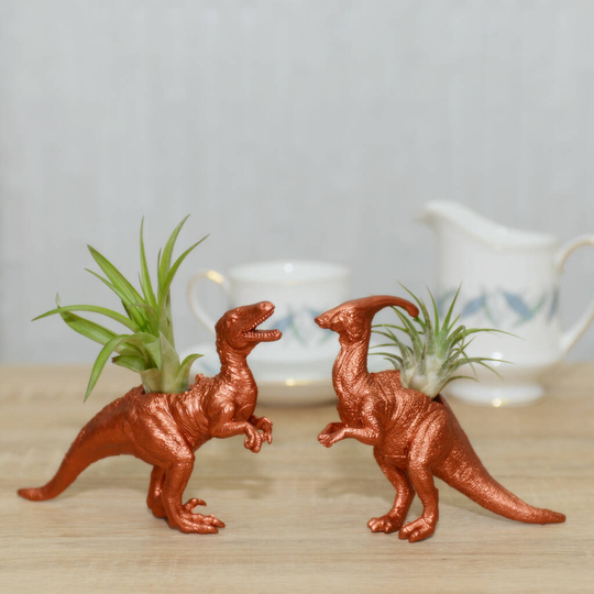 Utahraptor Parasaurolophus Dinosaur Planter With Plants