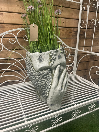 Large Planter Grey Lady Face Plant Pot Home Garden Outdoor Patio Ornament Decoration Gift