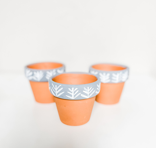 Set Of 3 Mini Hand Painted Succulent Planter Pots
