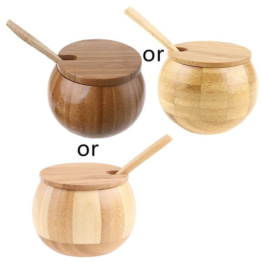 Pepper Box Salt Seasoning Container Storage With Lid Kitchen Salt Holder Natural Wooden Thsinde