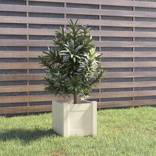 Asupermall - Garden Planter White 31x31x31 cm Solid Pinewood