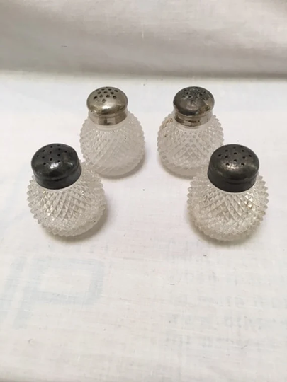 Antique Cut Glass Salt & Pepper Shakers | Group Of 4