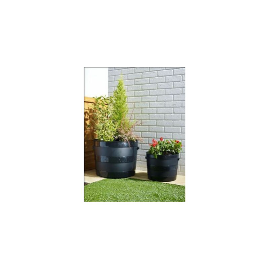 Viss - blacksmith garden planter barrel design garden patio indoor/outdoor black