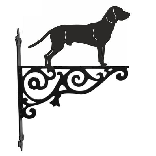 Bavarian Mountain Hound Ornamental Hanging Bracket - Contemporary Basket Wall Mounted Decorative Garden Black