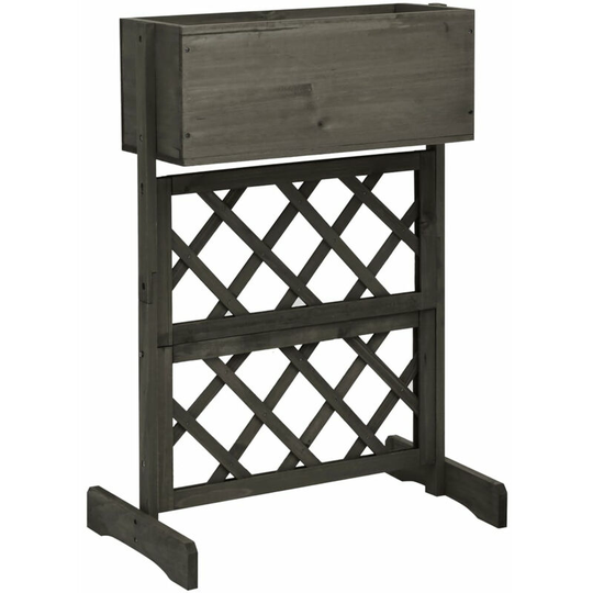 Asupermall - Garden Trellis Planter Grey 45x30x74 cm Solid Firwood