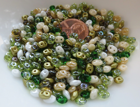Key Lime Pie Mix Superduo 2 Hole Seed Beads, 10 Grams - Item Th1362