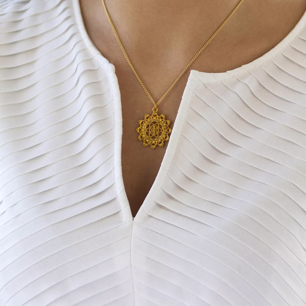 Gold Plated Seed Of Life Talisman Necklace
