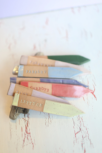 Ceramic Garden Labels -Set Of Stakes - Herb Labels - Decorations