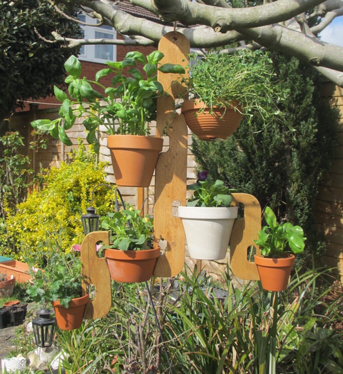 Four Plus Two Pot Handmade Wooden Flower Hanger Holder