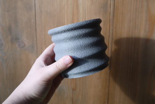 Several Colours Concrete Effect Texture Wiggle Plant Pot - Based Plastic Eco 3D Printed Planter Present 12cm, 9cm, 5cm