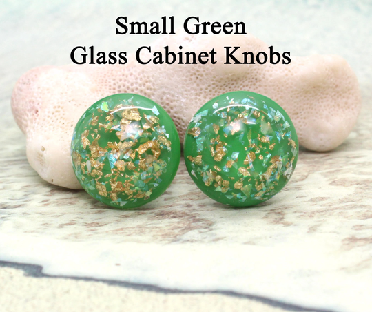 Small Cabinet Knobs/Green Set Of 2, Knobs, Kitchen Glass Drawer Pulls, Beach