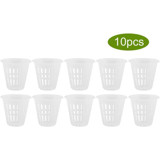 Aougo - 10pcs/Set Hydroponic Baskets Plants Cups Plastic Pots Reusable Durable Garden Net Nursery Bucket Basket for Hydroponic Garden Planting