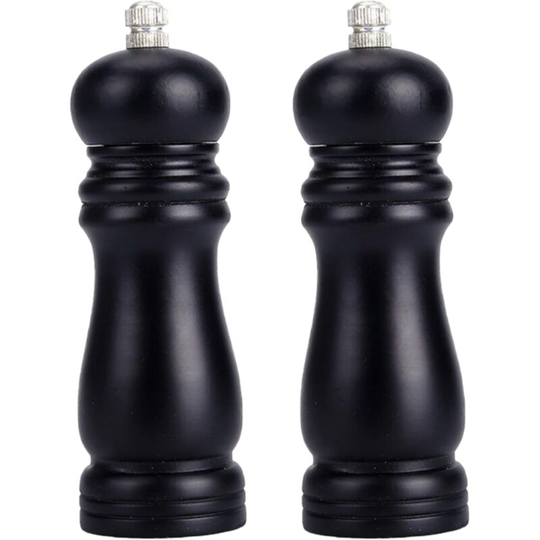 Pepper Mill and Salt Mill Grinder, Wooden Salt and Pepper Shakers Set of 2 Easily Refillable