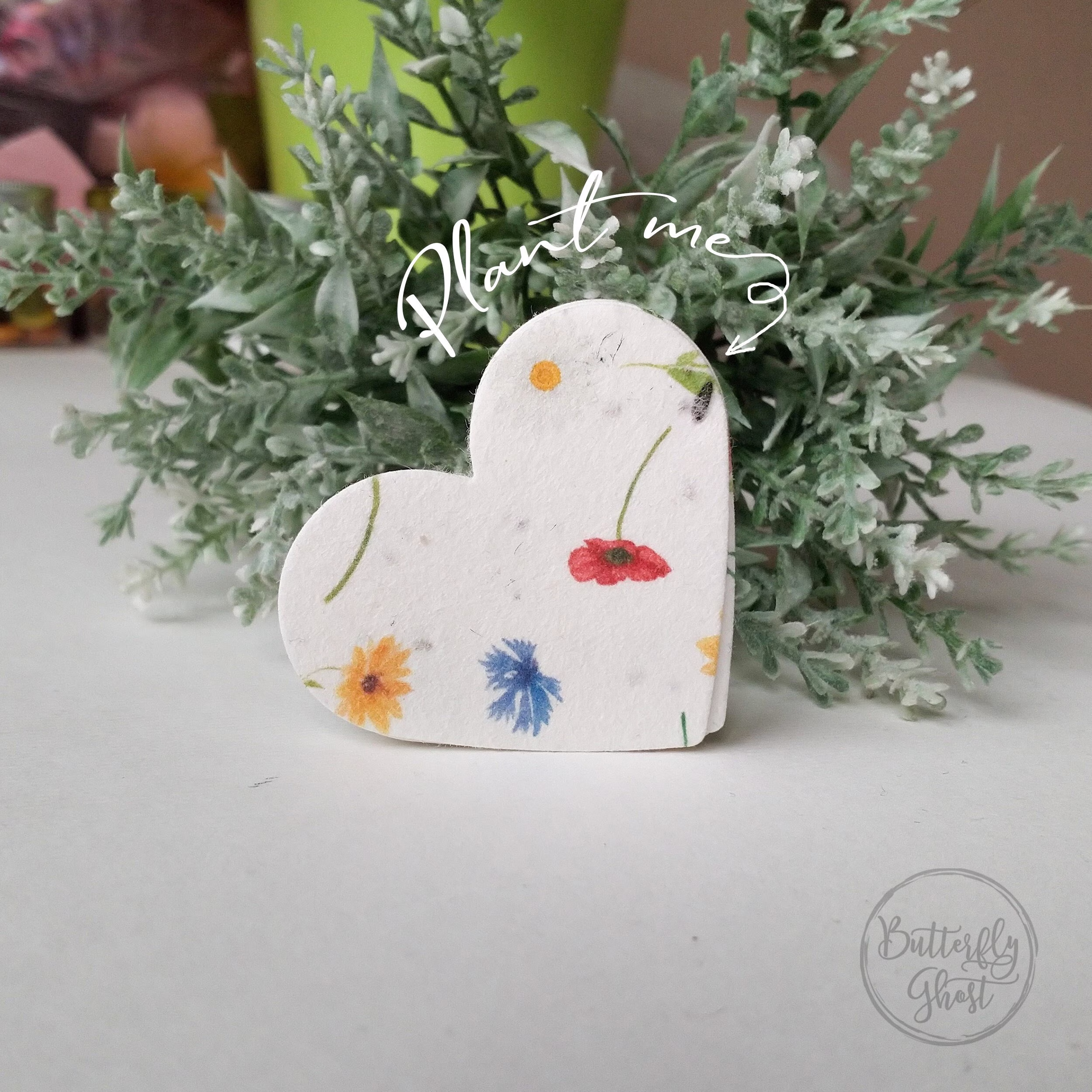 Wildflower Seed Paper Hearts Shape 1.9"-1.65