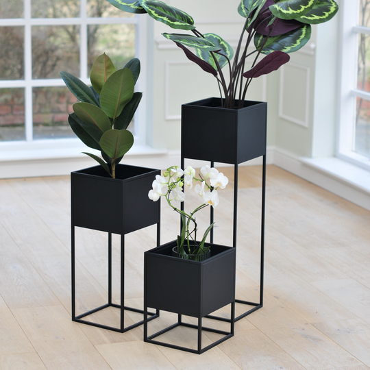 Square Metal Planter With Stand