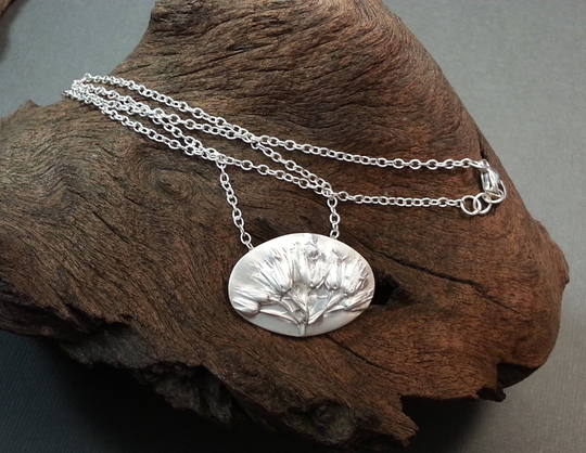 Oval Flower Necklace/Pendant in Fine & Sterling Silver, Gift For Her