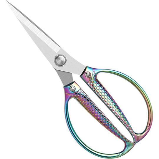 Kitchen Scissors, Stainless Steel Heavy Duty Cooking Scissors for Poultry, Fish, Meat, Vegetables, Herbs, Pretty Color Rainbow Titanium Coating