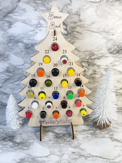 Adult Advent Calendar ~ Boozie Birch Alcohol Liquor Christmas Shots Tipsy Holiday Herber Studios Personalize High Quality