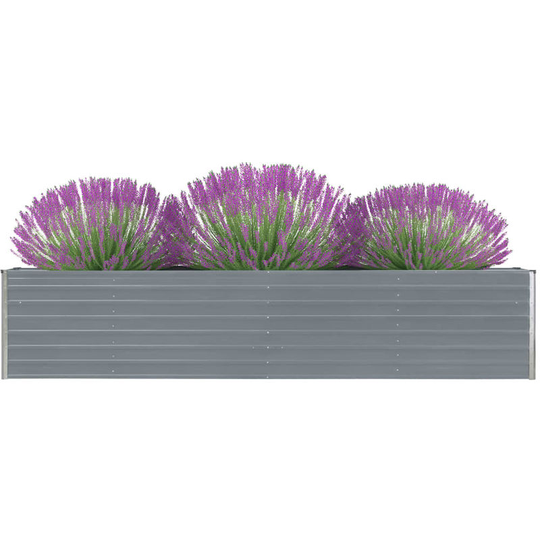 Hommoo - Garden Planter Galvanised Steel 320x80x45 cm Grey VD30199