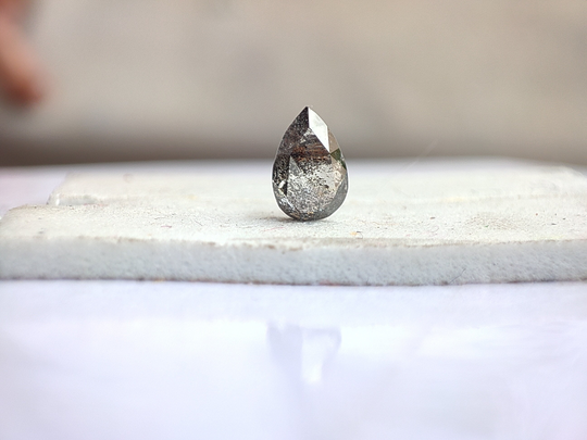 3.9x5.7 Mm Salt Pepper Diamond Rose Cut Pears Shape Gemstone Loose Jewelry Das6813 Dc