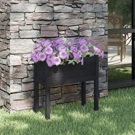 Asupermall - Garden Planter Black 70x31x70 cm Solid Pinewood