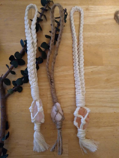 Macrame Himalayan Salt Car Charm