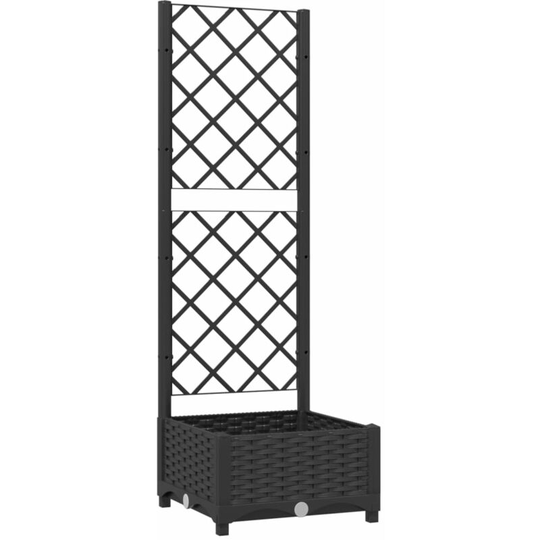 Garden Planter with Trellis Black 40x40x121.5 cm PP vidaXL - Black