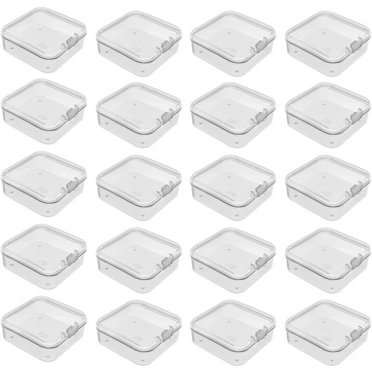 Langray - 20 Piece Small Box with Hinged Lid, Bead Storage Container, Plastic Storage Container for Objects, Pills, Herbs, Small Beads, Jewelry