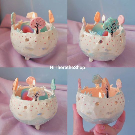 The Magical Forest - Handmade Tealight Holders, Candle Holders. Grass. Trees. Woodland. Herbs. Jewellery Bowl. Home Décor. Unique Pottery