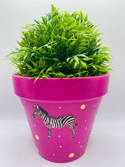 Terracotta Plant Pot, Zebra Design, Home & Gift Ideas