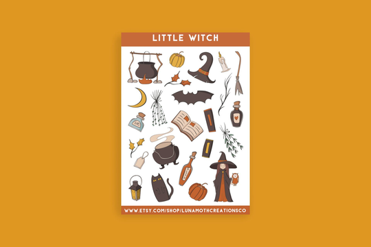 Little Witch Planner Stickers, Witchy Halloween Stickers